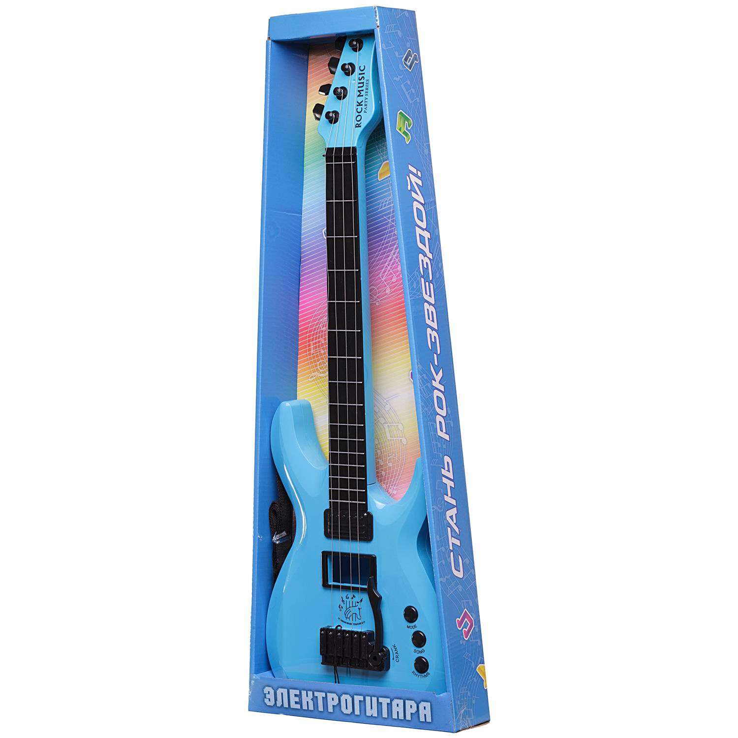 Детская гитара ABTOYS электрическая гитара синяя со звуковыми и световыми эффектами - фото 2