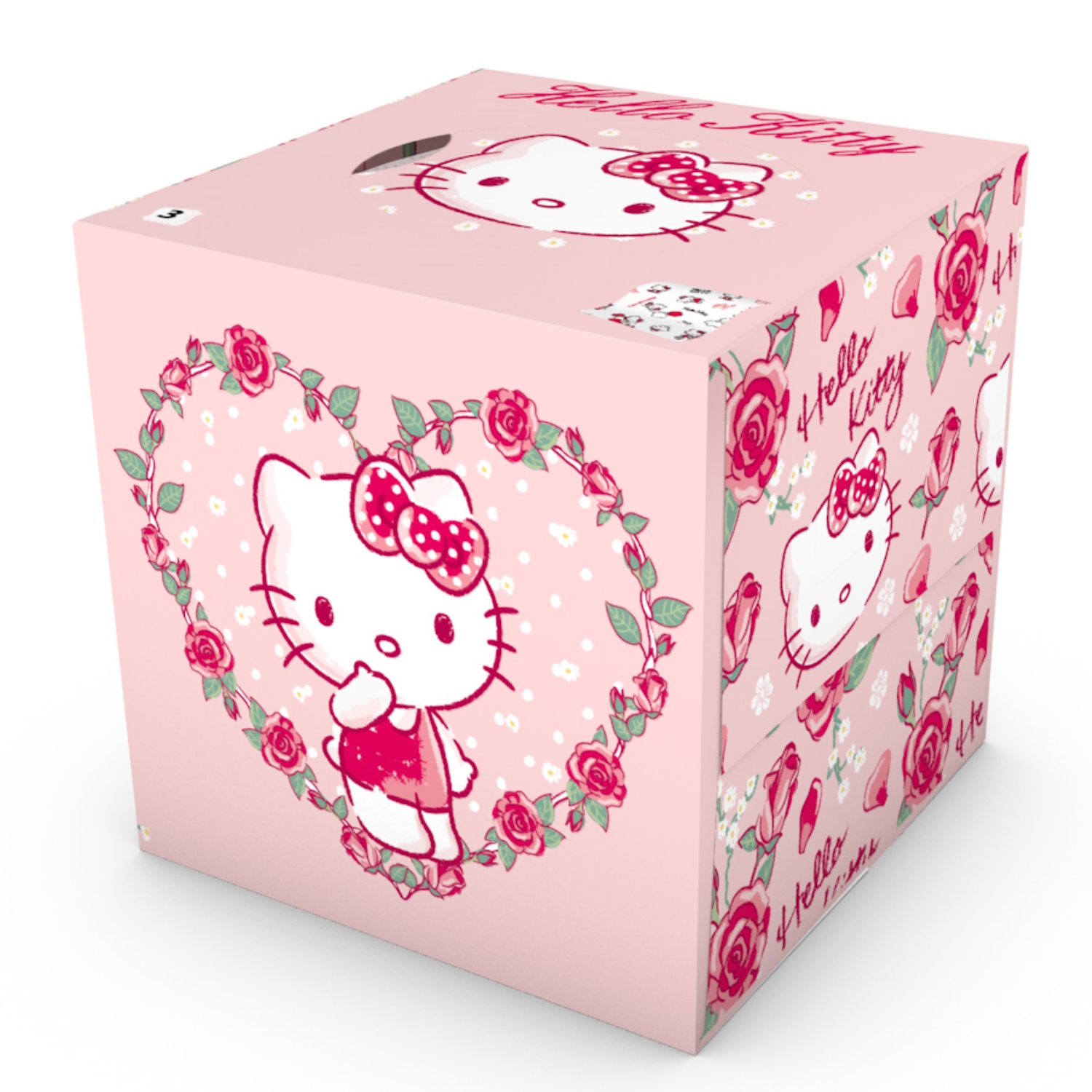 Салфетки бумажные выдергушки World cart Hello Kitty с рисунком 3 слоя 56 штук в упаковке - фото 2