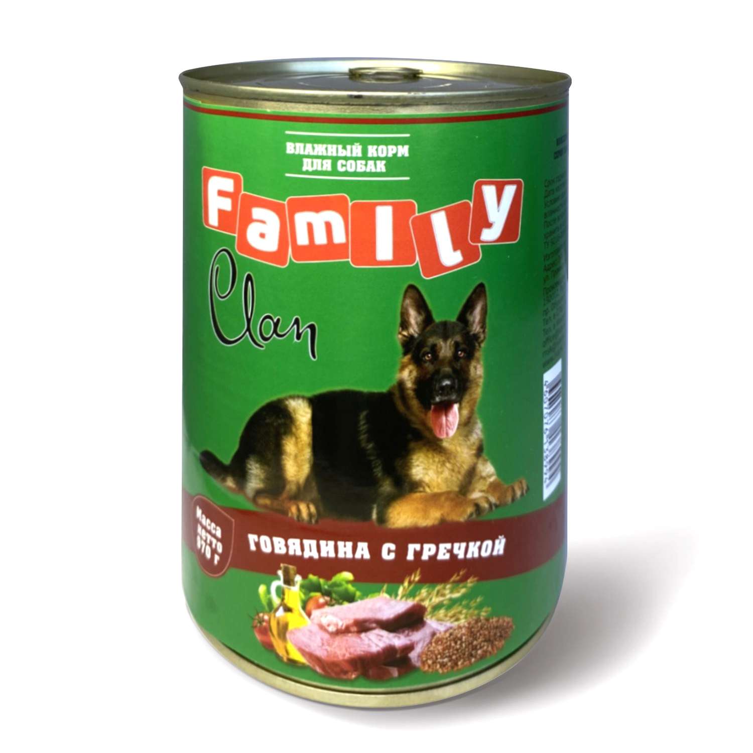 Корм для собак Clan Family паштет из говядины гречки 970г - фото 1