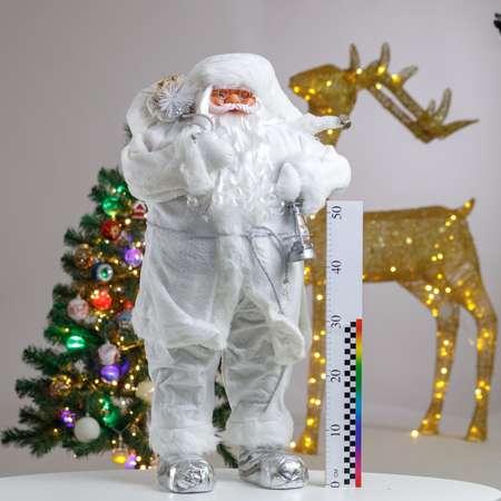 Фигура декоративная BABY STYLE Игрушка Дед Мороз в белом костюме 80 см