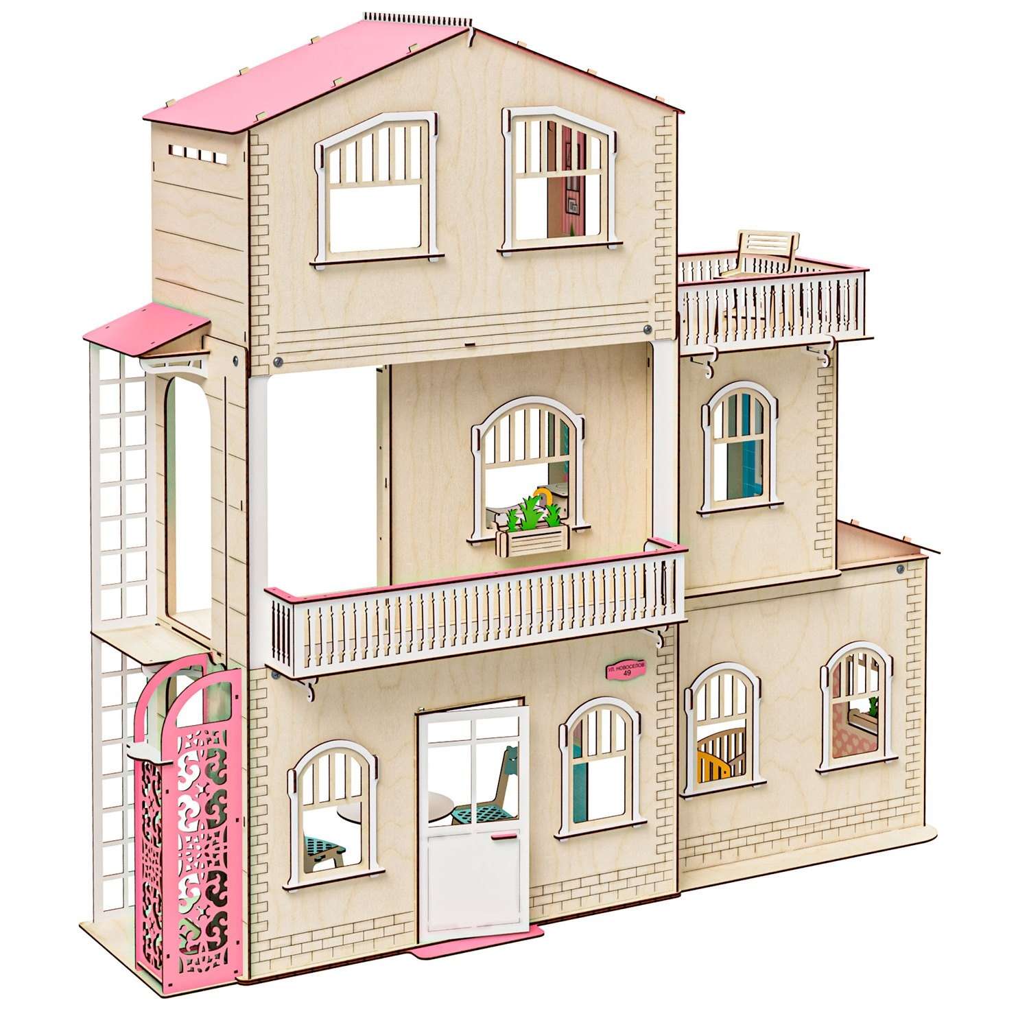 Кукольный домик с мебелью M-WOOD Симфония с лифтом с мебелью 3023_3 - фото 7