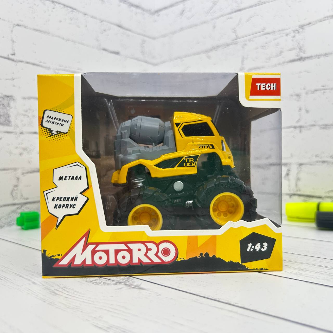 Автомобиль Motorro 1:43 инерционный желтый 23206M - фото 6