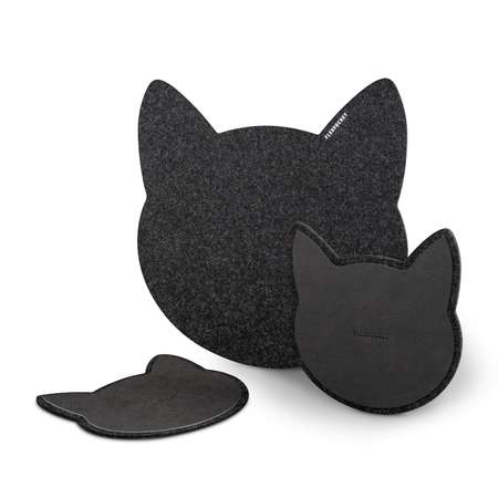 Настольный коврик Flexpocket для мыши в виде кошки + комплект с подставкой под кружку черный