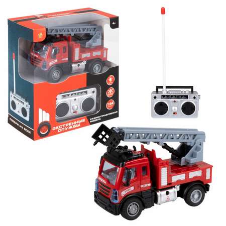 Машинка 1TOY Экстренные службы Пожарный автоподъемник на радиоуправлении с светом