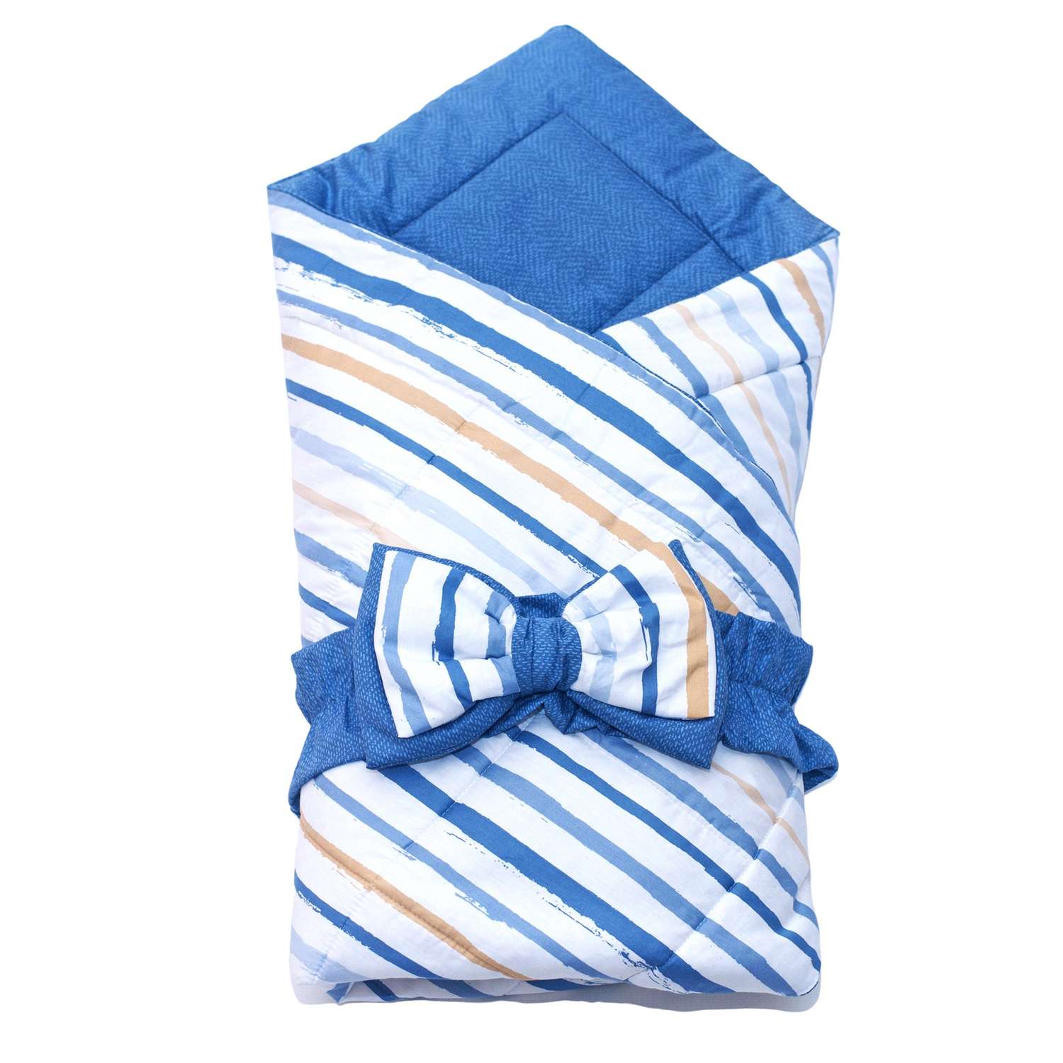 Одеяло BelPol с поясом полоска синий меланж сатин гипоаллергенное термополотно хлопок 110х140 - фото 1