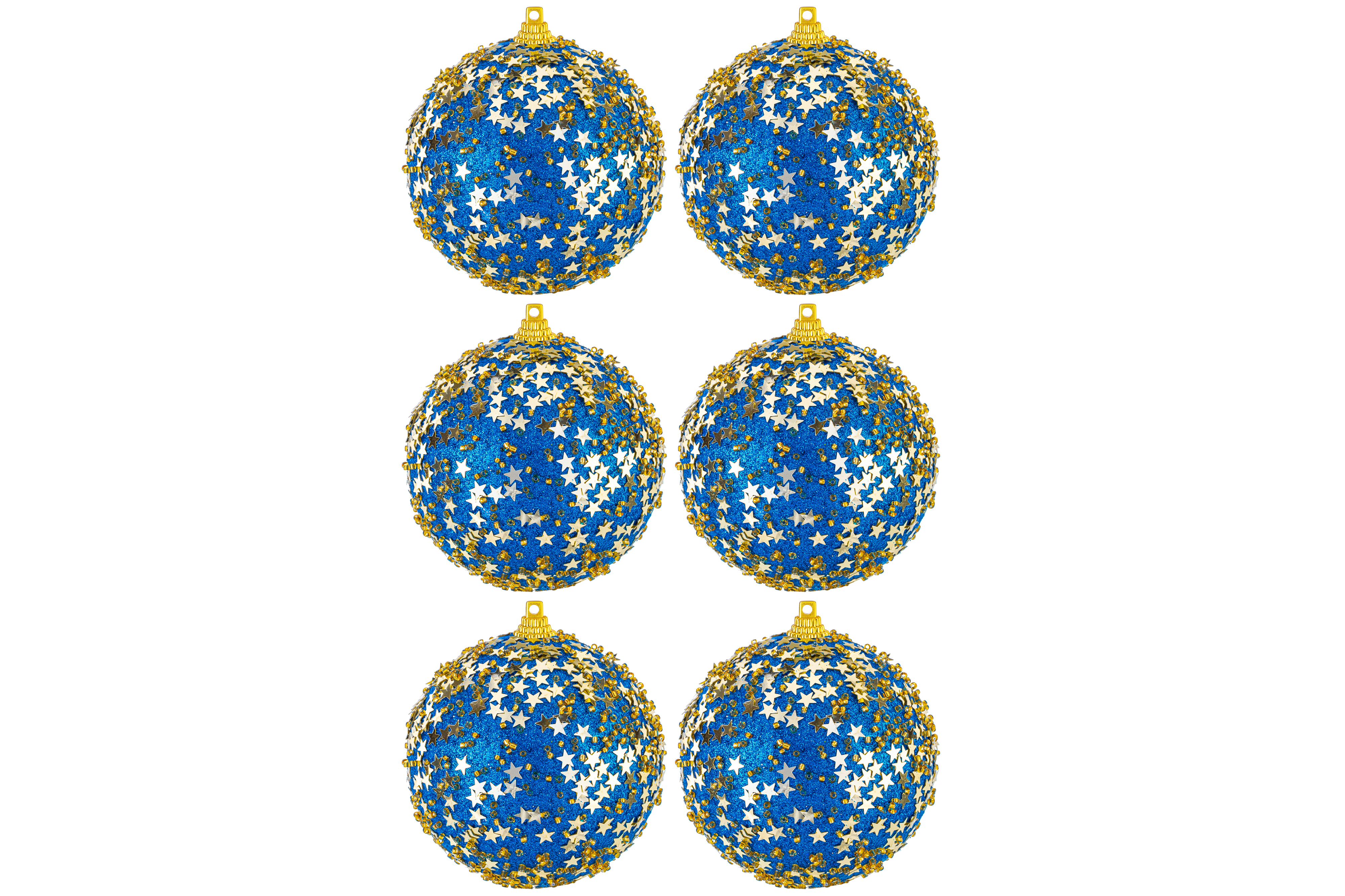 Набор Elan Gallery 6 новогодних шаров 8х8 см Звезды синий - фото 5