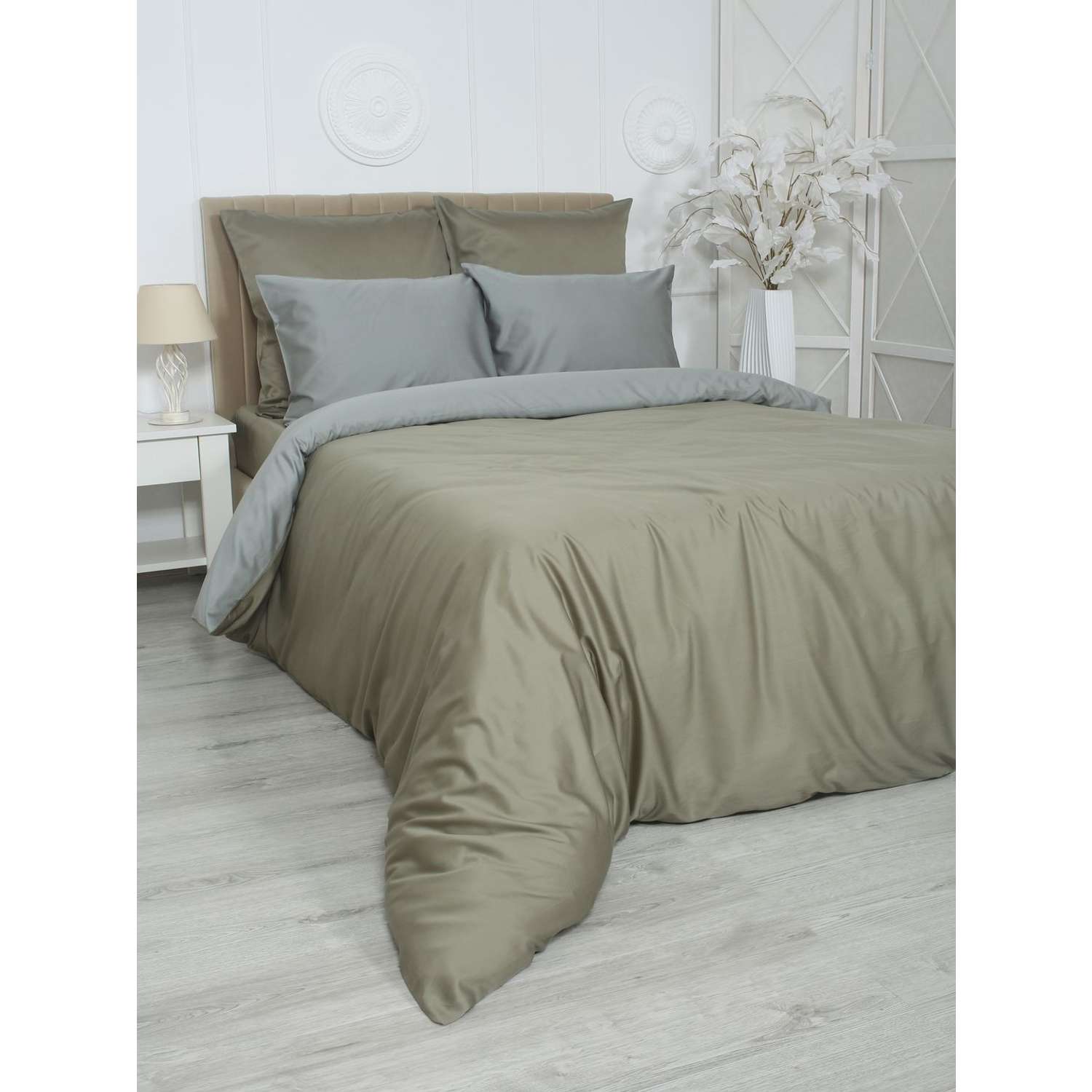 Комплект постельного белья Mona Liza 2 спальный ML Luxury sage тенсель лиоцелл шалфей/камень - фото 1