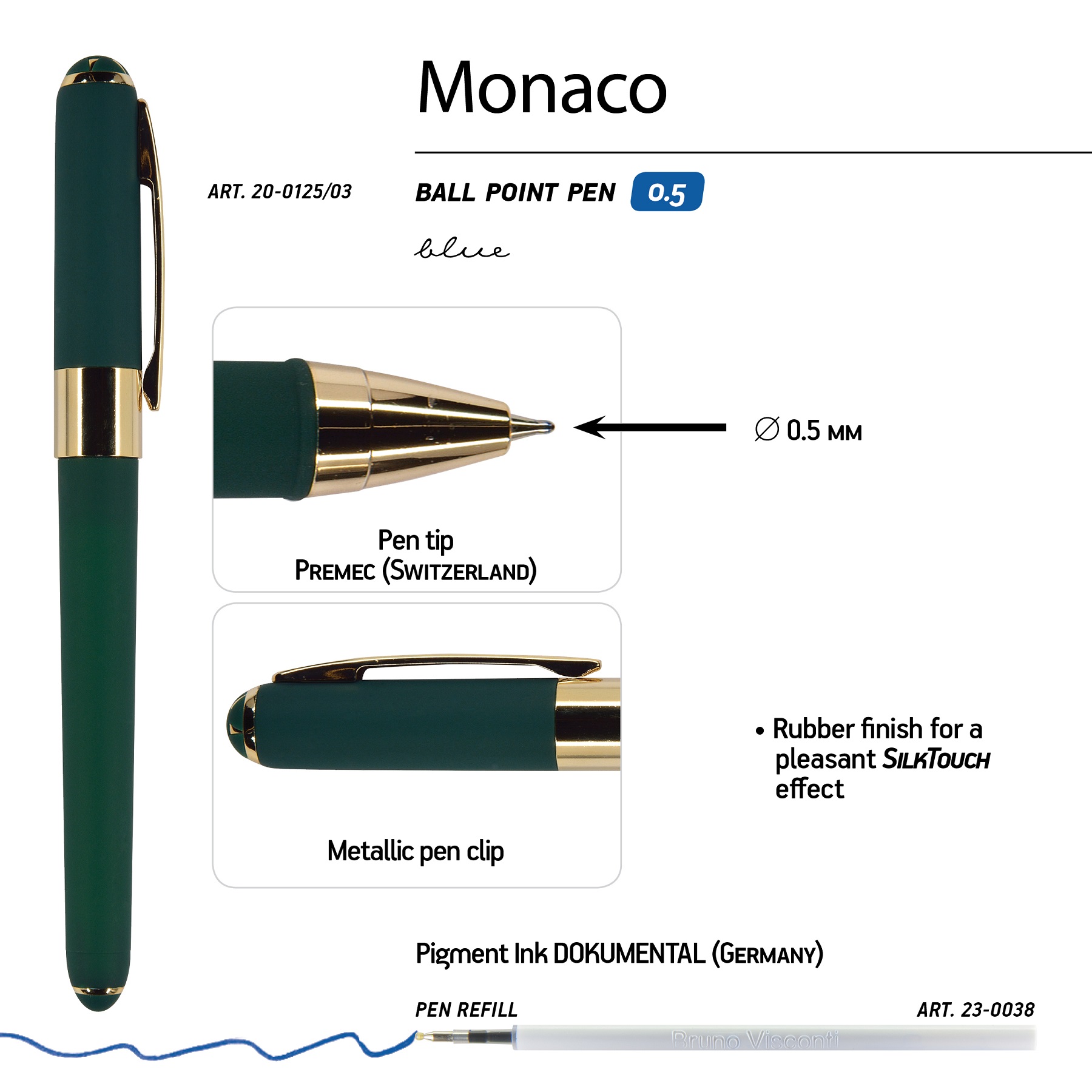 Набор из 2-х шариковых ручек Bruno Visconti Monaco зеленый корпус сиреневая коробка - фото 4