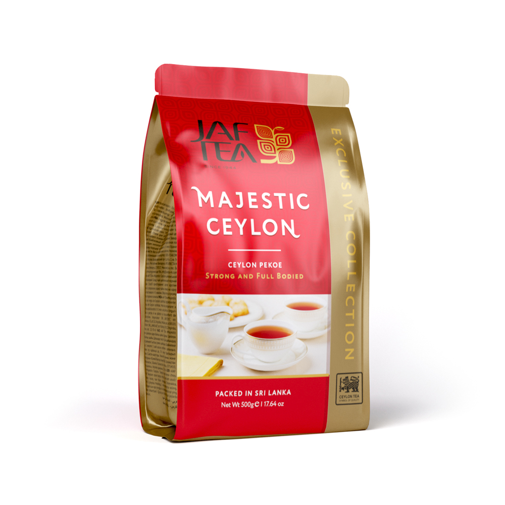 Чай чёрный JAF TEA Majestic Ceylon листовой сорт Pekoe 500 г в мягкой упаковке - фото 1