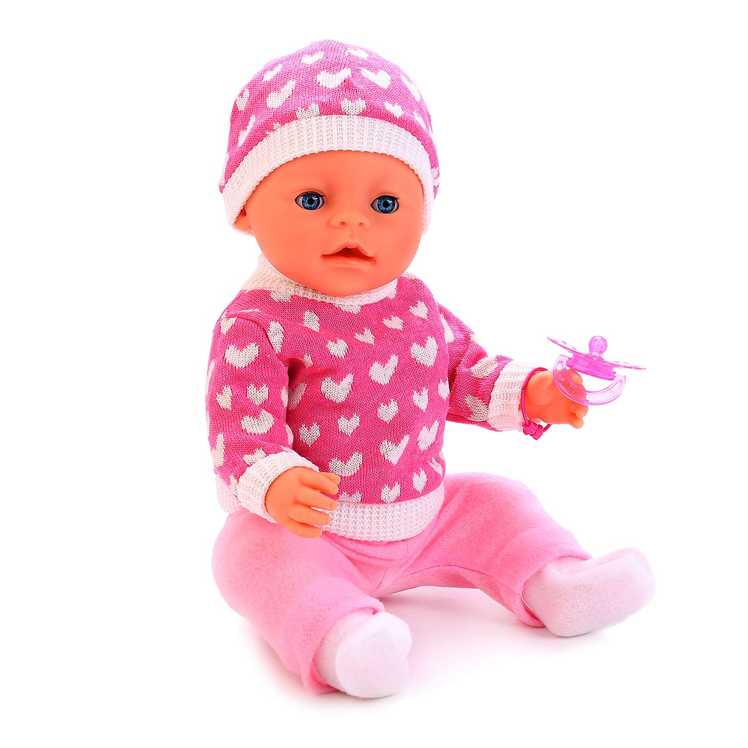 Кукла Карапуз интерактивная 3 функции в розовой кофточке в белый горошек 232601 - фото 2