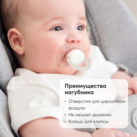 Соска-пустышка Happy Baby с колпачком 0-6 месяцев белая