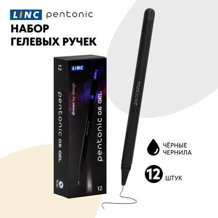 Набор ручек LINC гелевых PENTONIC черные чернила 12 шт