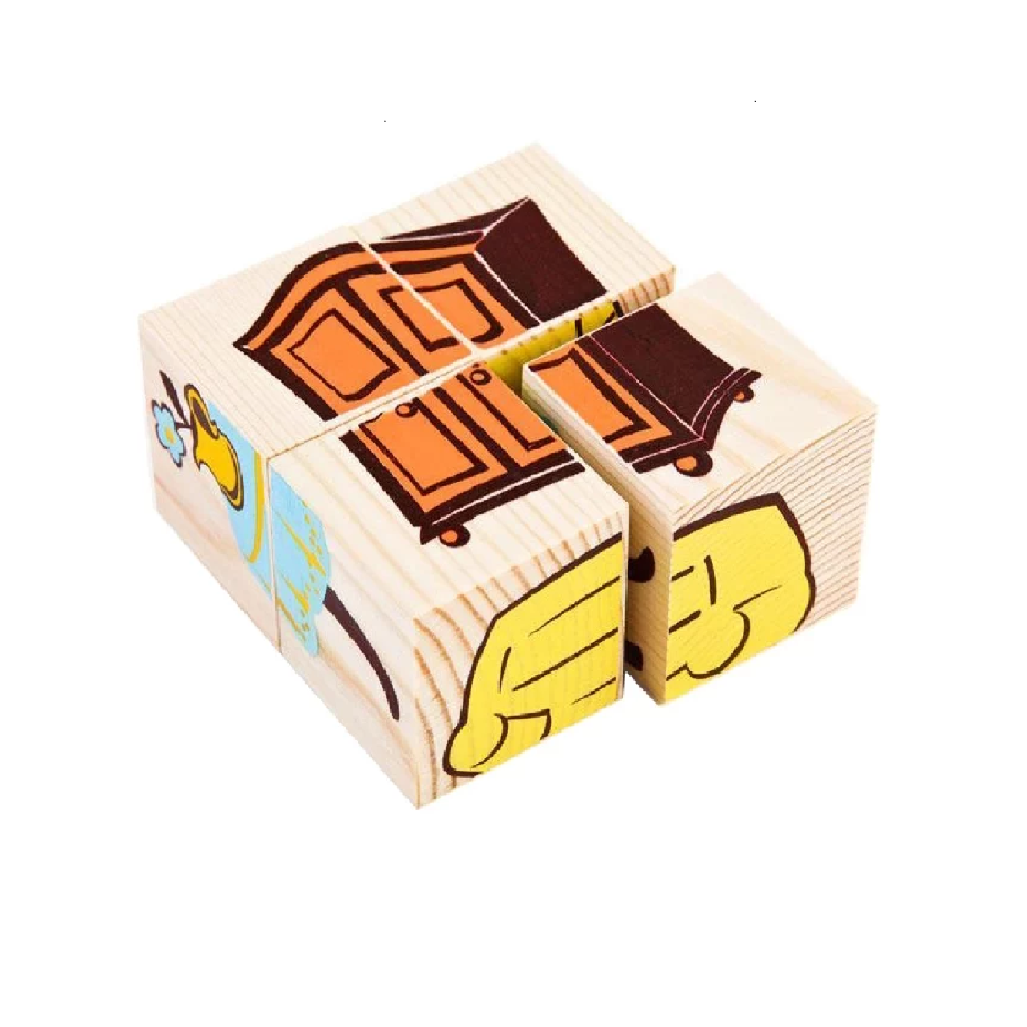 Кубики Томик деревянный Мебель 4 штук - фото 1