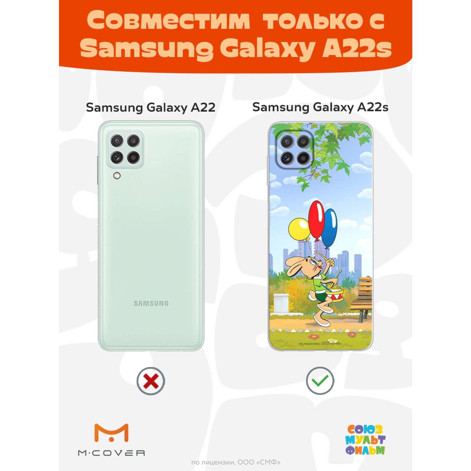 Силиконовый чехол Mcover для смартфона Samsung A22s Союзмультфильм  Воздушные шарики купить по цене 430 ₽ в интернет-магазине Детский мир