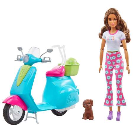 Набор игровой Barbie Кукла со скутером и аксессуарами HGM55