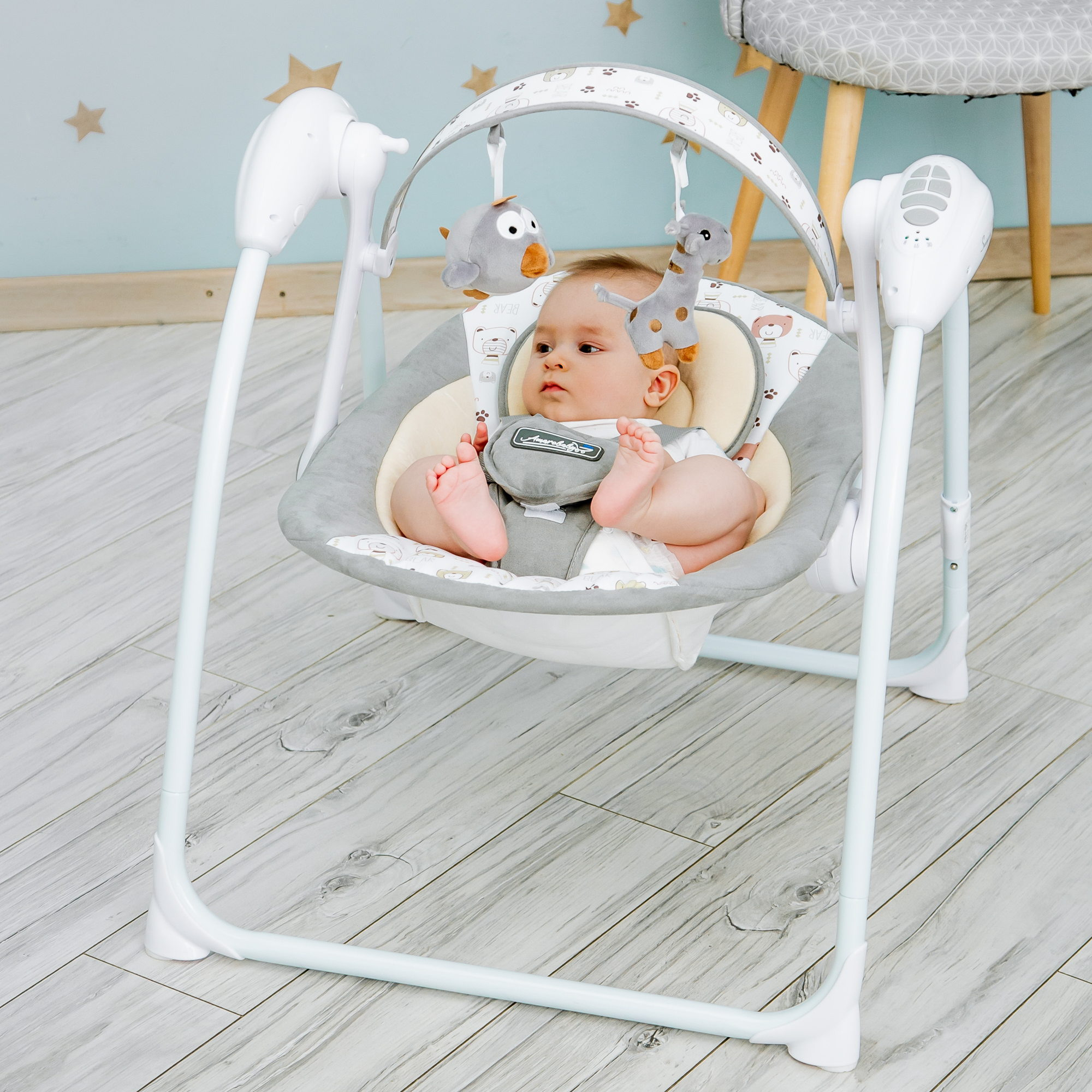 Электрокачели Amarobaby Swinging Baby Cерый - фото 20