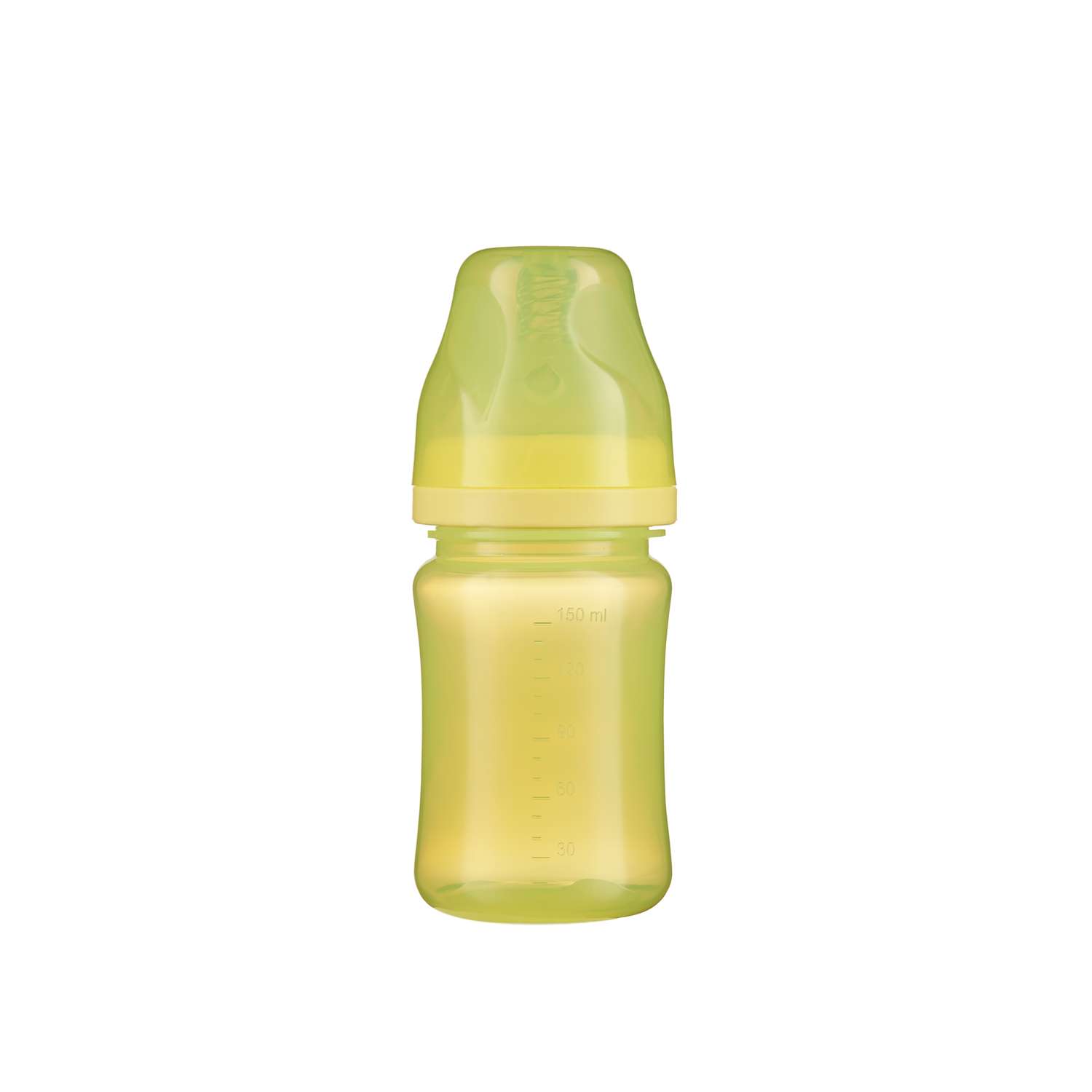 Бутылочка с широким горлом ПОМА для кормления 150 мл Желтый пп силикон средний поток с 4 месяцев - фото 2