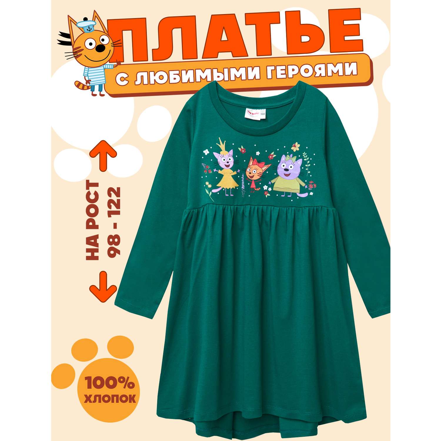 Платье Три кота TKG311/Бирюзовый - фото 2