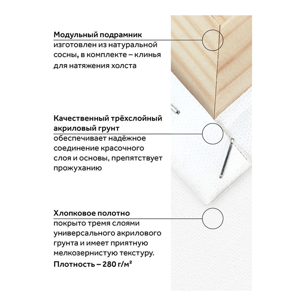 Набор холстов на подрамнике Гамма Студия 3 шт 20х30см 100% хлопок 280г/м2 мелкое зерно - фото 5