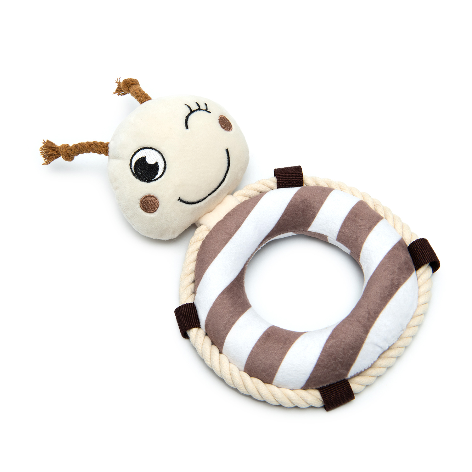 Игрушка для собак Barbaks Пчёлка мягкая с канатиком пищит 30.5*18см - фото 4