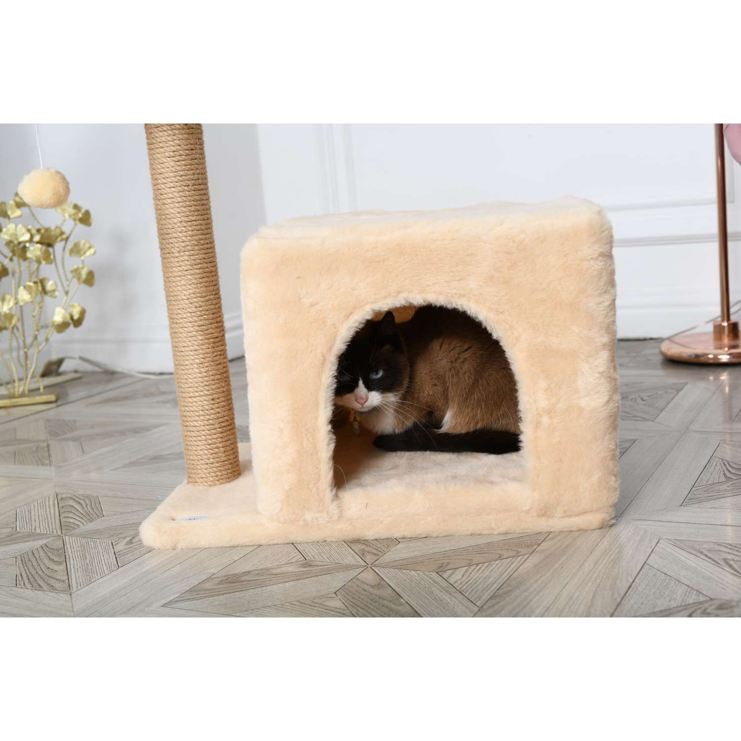 Когтеточка для кошек домик БРИСИ Бежевый - фото 4