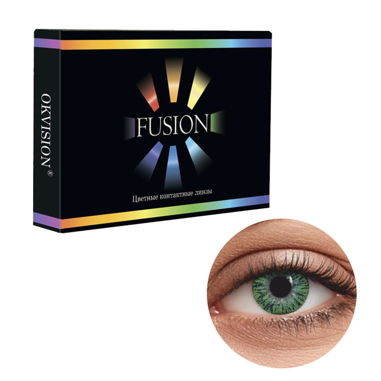 Цветные контактные линзы OKVision Fusion monthly R 8.6 -3.50 цвет Lime 2 шт 1 месяц - фото 1
