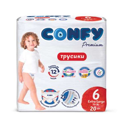 Трусики-подгузники CONFY Premium ExtraLarge 16+ кг размер 6 20шт