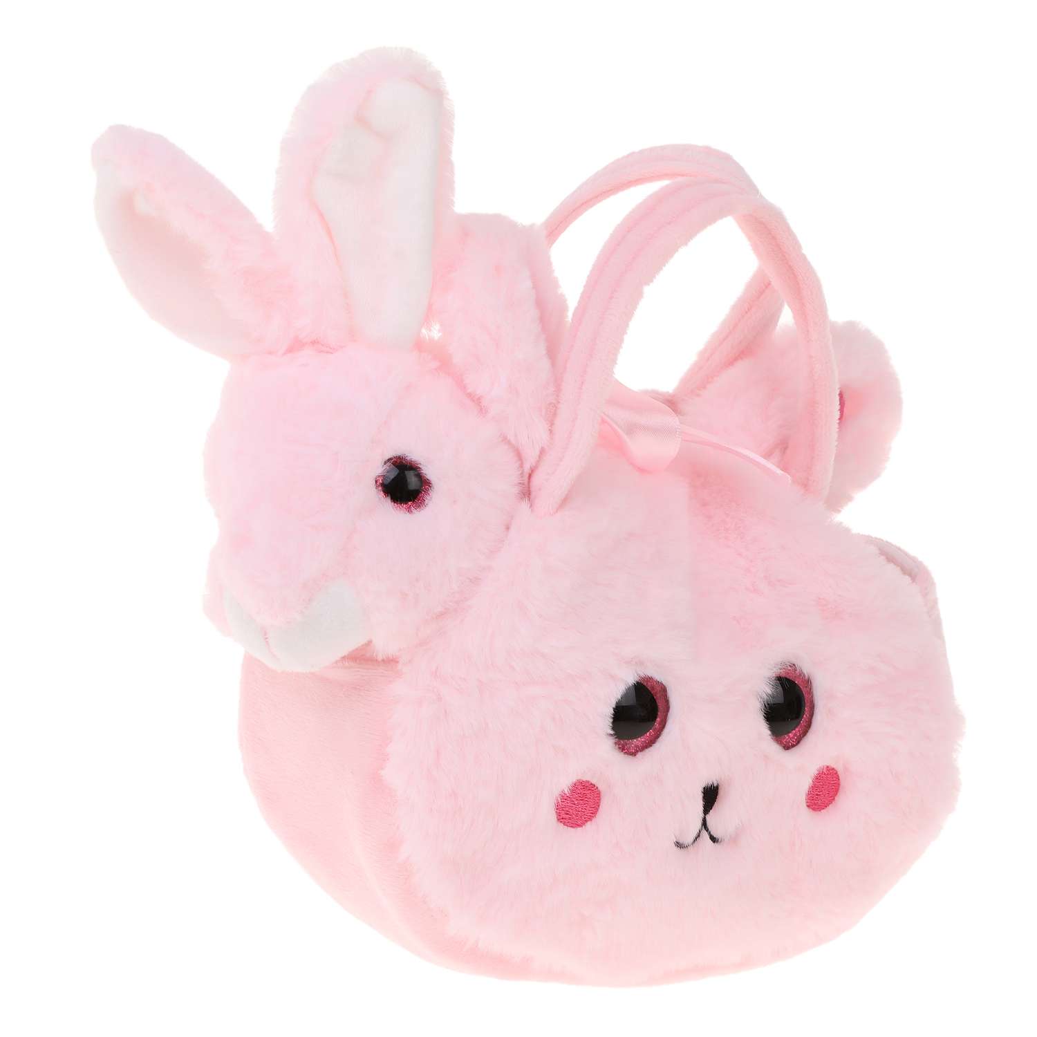 Мягкая игрушка детская Fluffy Family Зайка в сумочке заяц розовый - фото 1