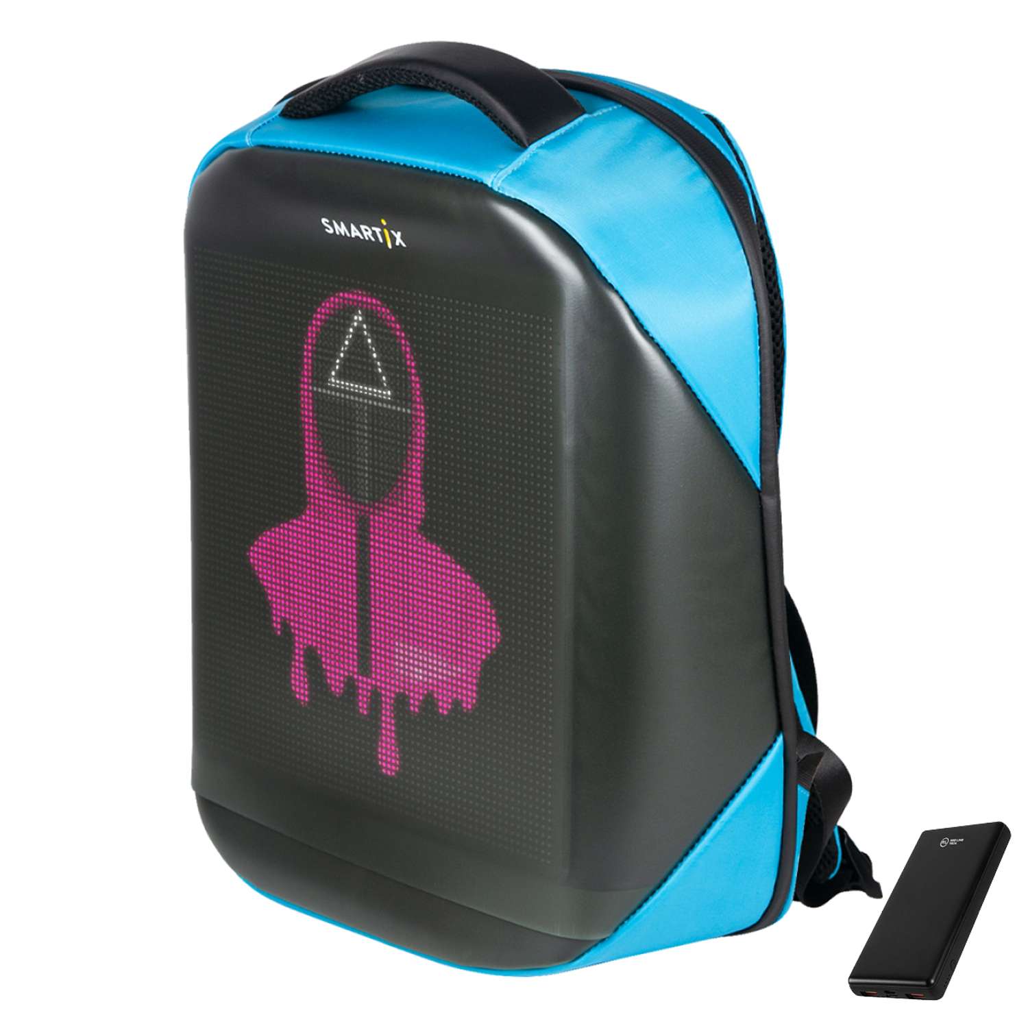 Рюкзак с экраном SMARTIX LED 4S PLUS синий в комплекте Power Bank - фото 1