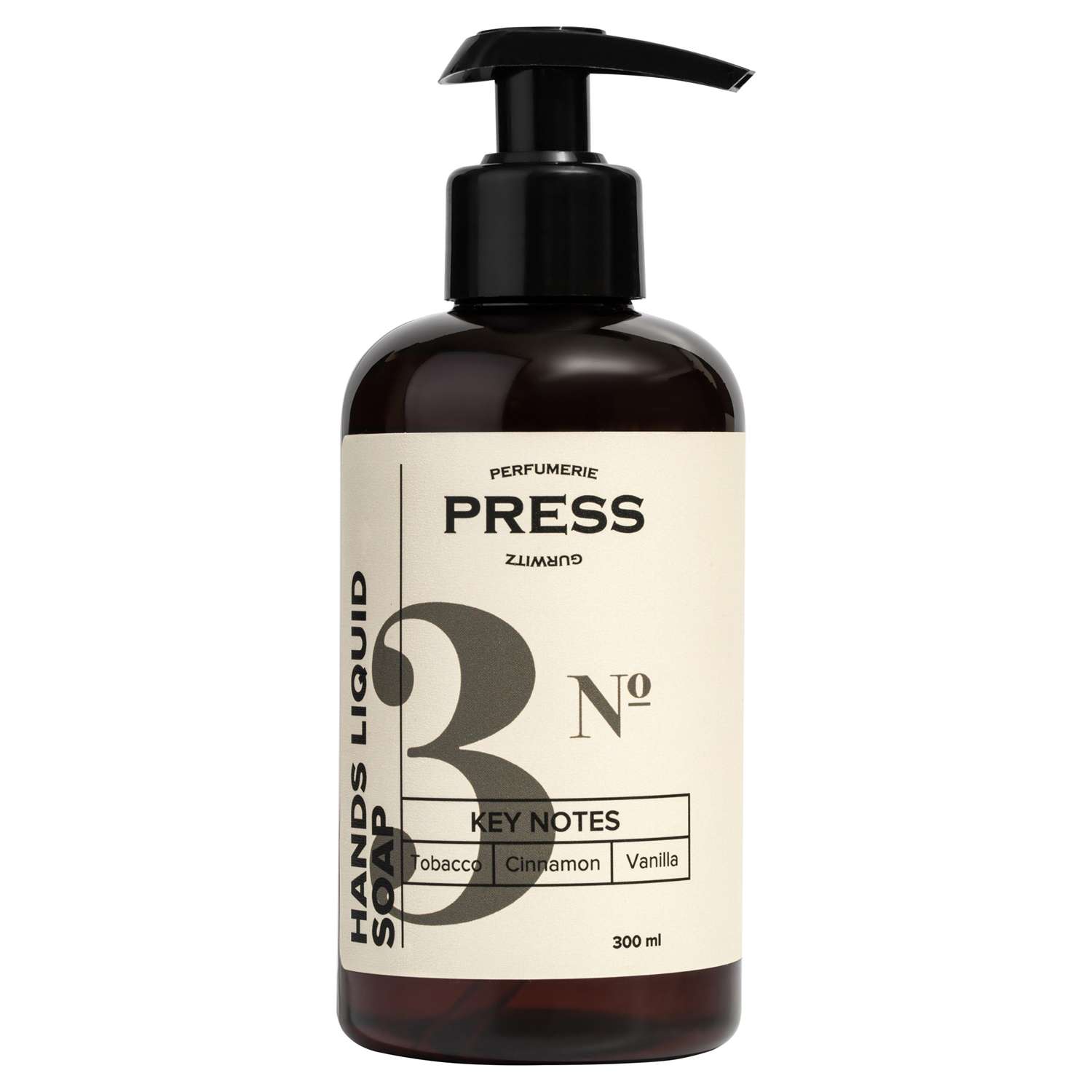 Жидкое мыло для рук №3 Press Gurwitz Perfumerie парфюмированное с Табак Ваниль Корица натуральное - фото 1