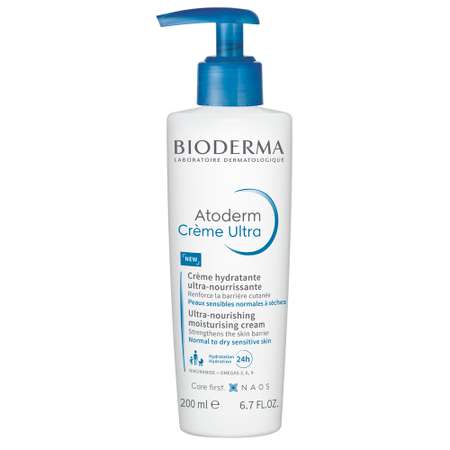 Крем помпа Bioderma Atoderm для увлажнения нормальной и сухой кожи лица и тела 200 мл