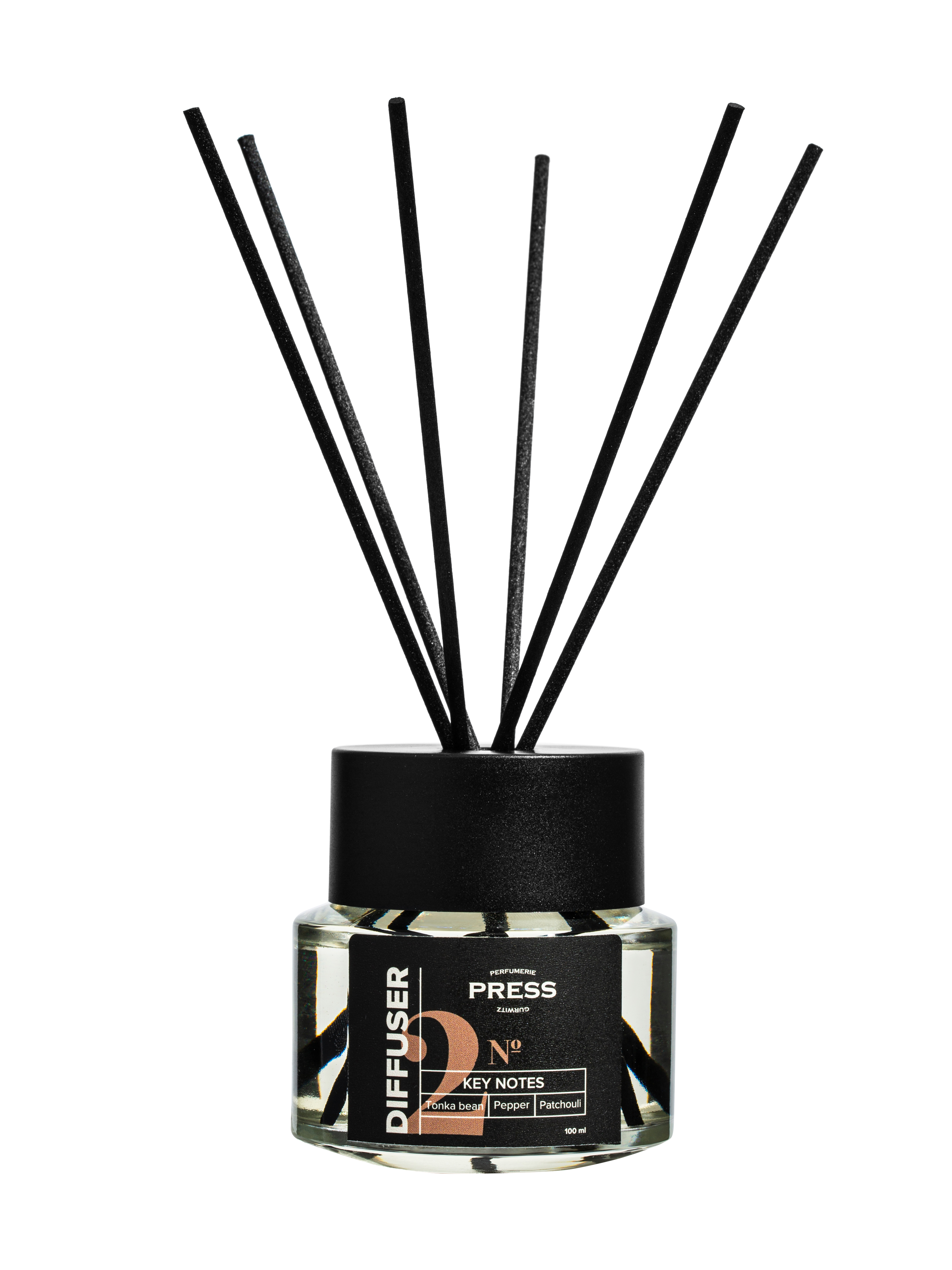Диффузор №2 Press Gurwitz Perfumerie Ароматизатор для дома с палочками с ароматом Черный перец Бобы Тонка Пачули - фото 1