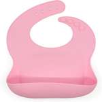 Детский силиконовый нагрудник MIKMEL для кормления мягкий с карманом и застежкой Pink