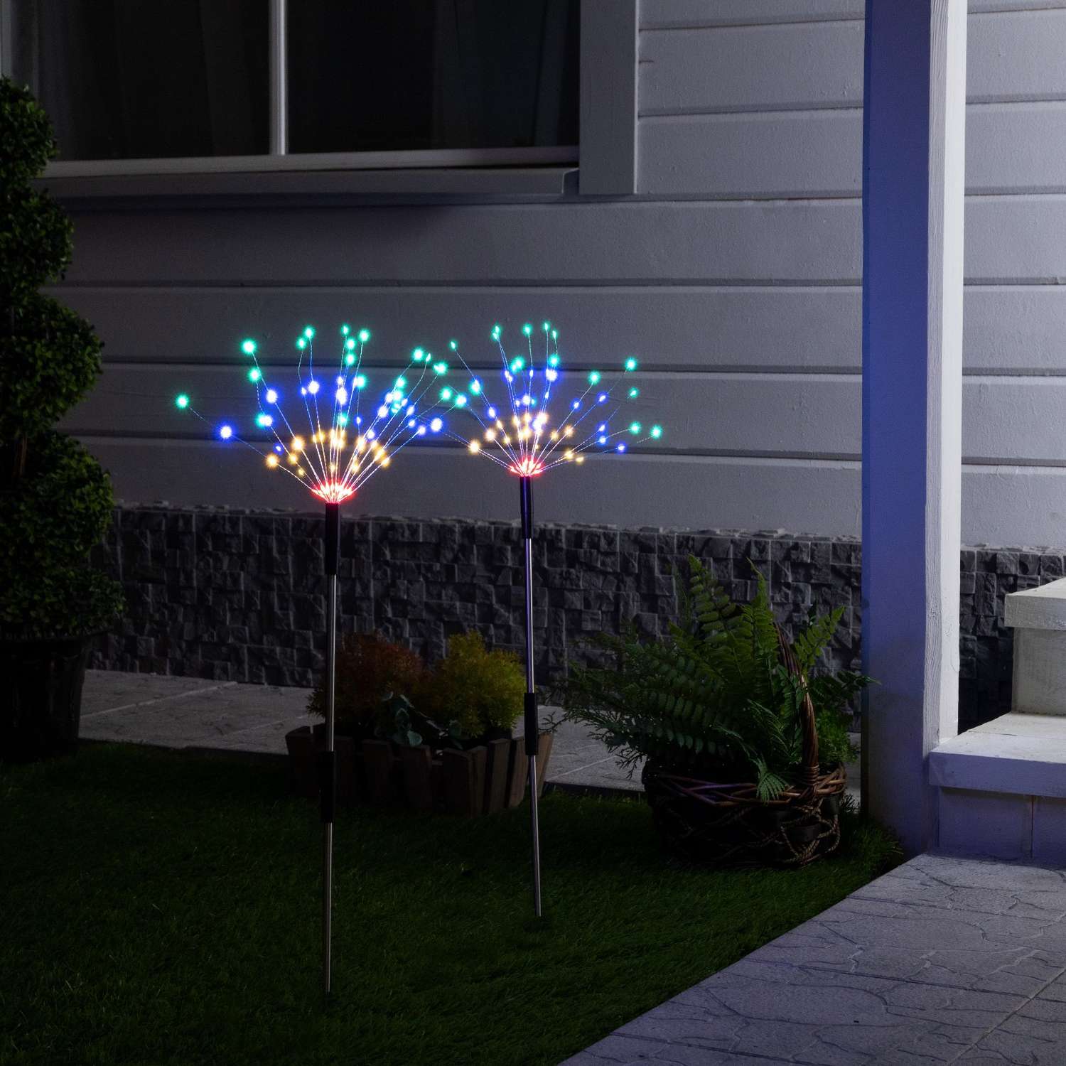 Садовый светильник Luazon на солнечной батарее «Одуванчики» 2 шт. 78 см 160 LED свечение мульти - фото 1