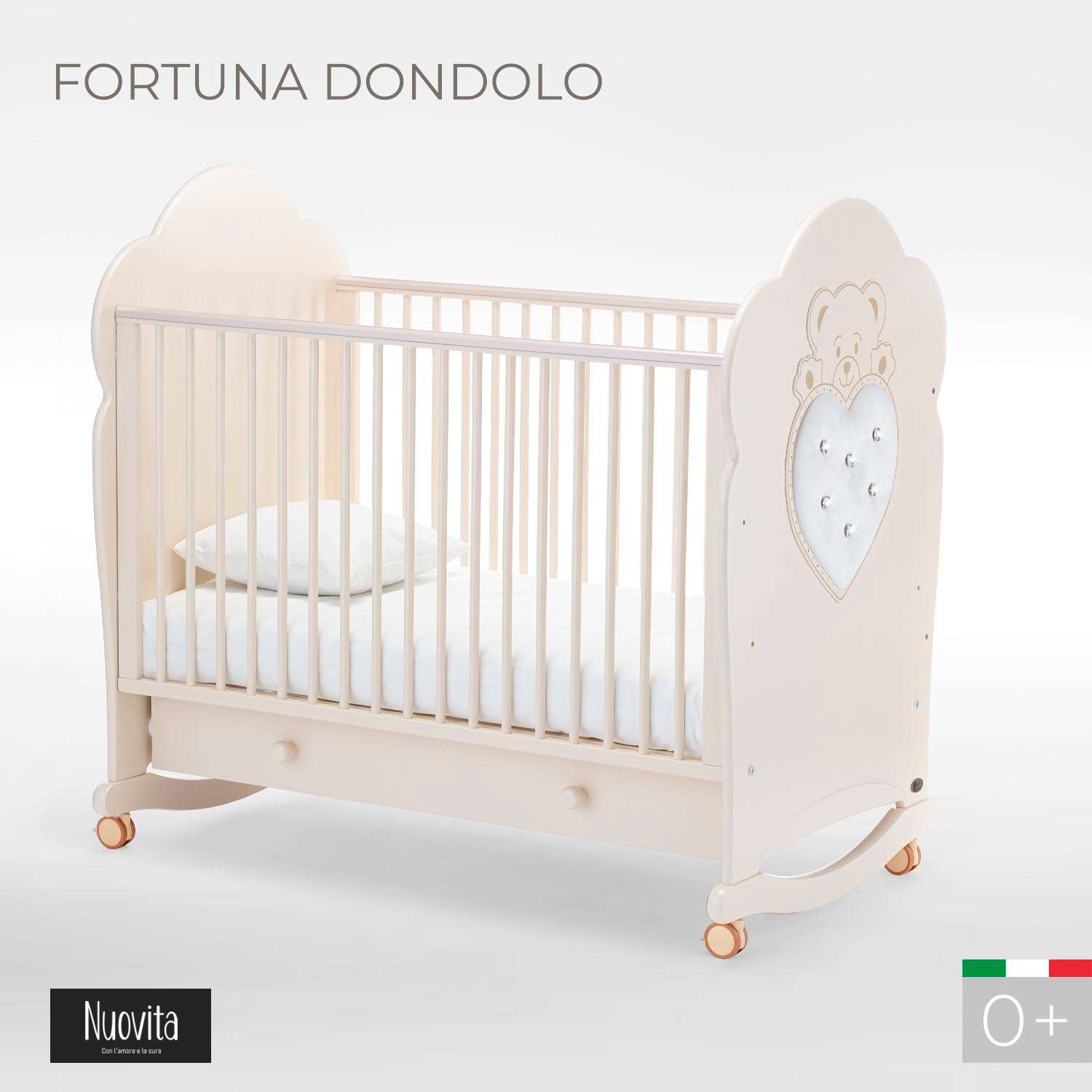 Детская кроватка Nuovita Fortuna Dondolo прямоугольная, без маятника (слоновая кость) - фото 2