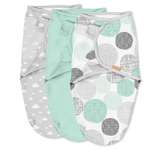 Конверт для новорожденных Summer Infant на липучке Swaddleme размер S/M 3шт серый/салатовый/круги