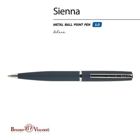 Ручка шариковая Bruno Visconti автоматическая sienna цвет корпуса синий 1 мм синий в футляре из экокожи