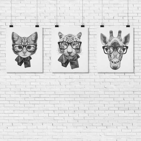 Интерьерный постер Moda interio Funny animals Милые животные 40х50 см 3 шт