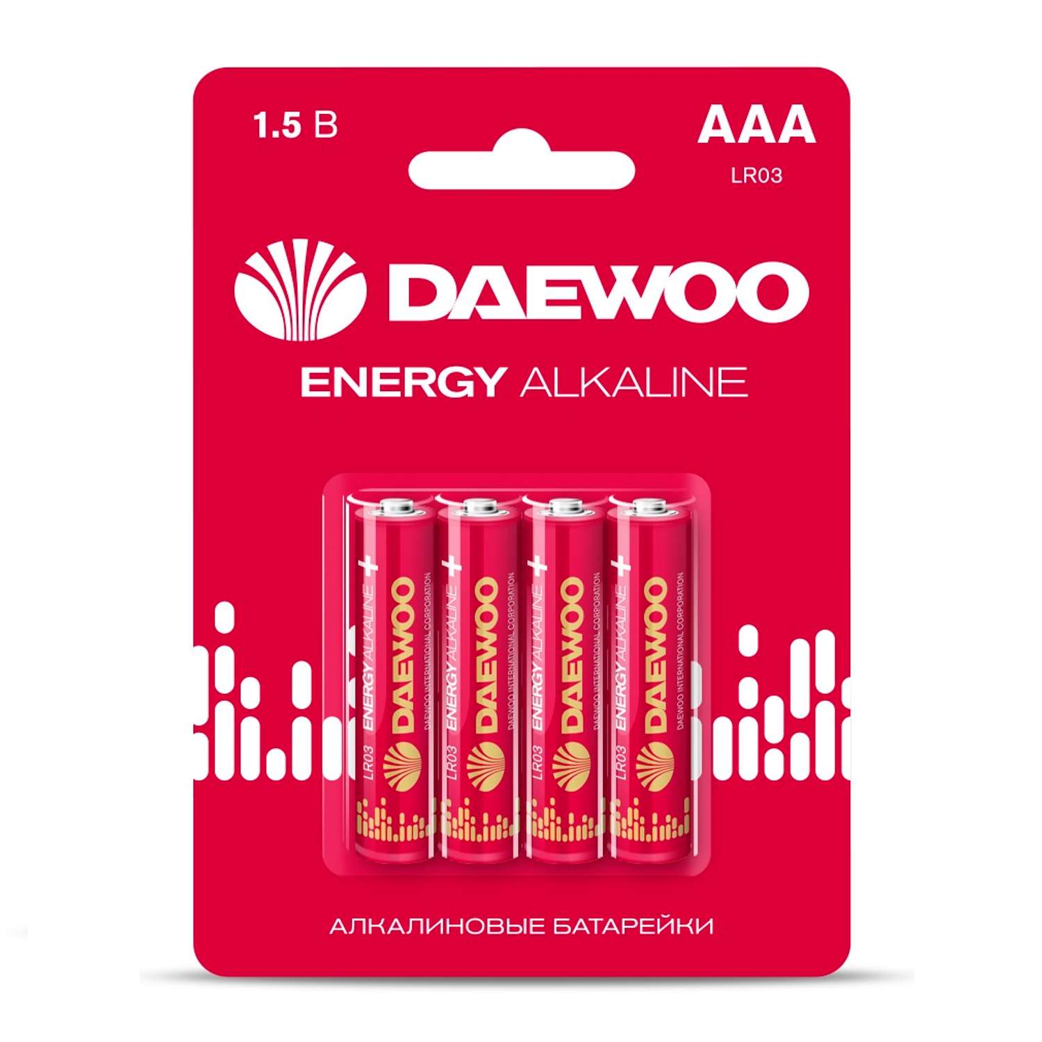 Батарейки алкалиновые DAEWOO Energy Alkaline ААA LR03 Мизинчиковые 4 шт LR03EA-4B - фото 1