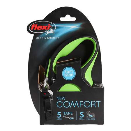 Рулетка Flexi New Comfort S лента 5м до 15кг Черный-Зеленый