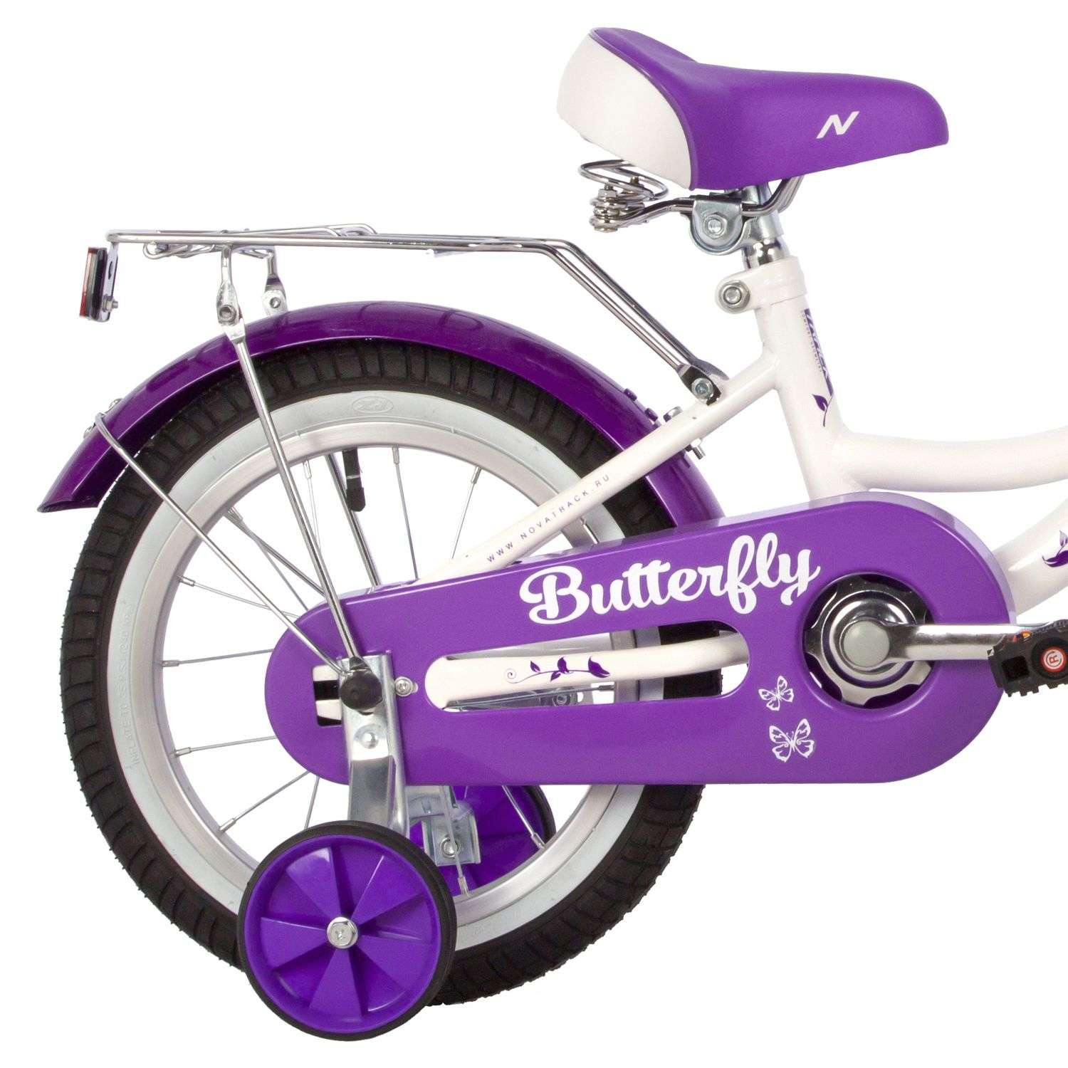 Велосипед 14 белый-фиолетовый NOVATRACK BUTTERFLY - фото 5