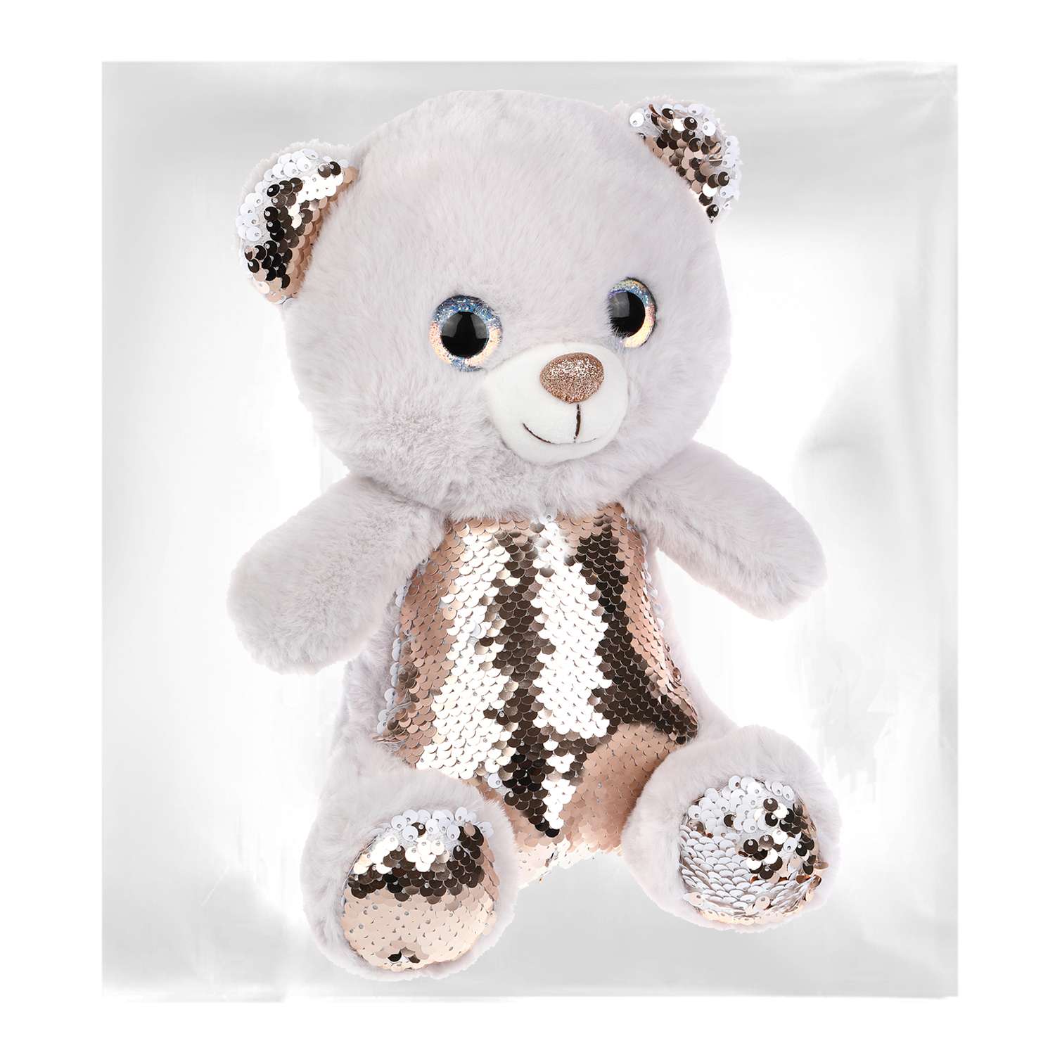 Мягкая игрушка детская Fluffy Family плюшевый Мишка Глазастик с пайетками 27 см - фото 3