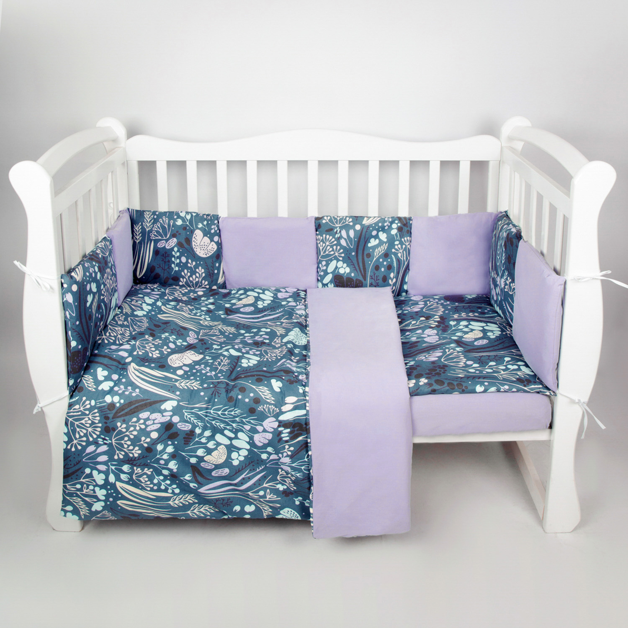 Бортик в кроватку AmaroBaby 12 предметов AmaroBaby Flower dreams фиолетовый - фото 2