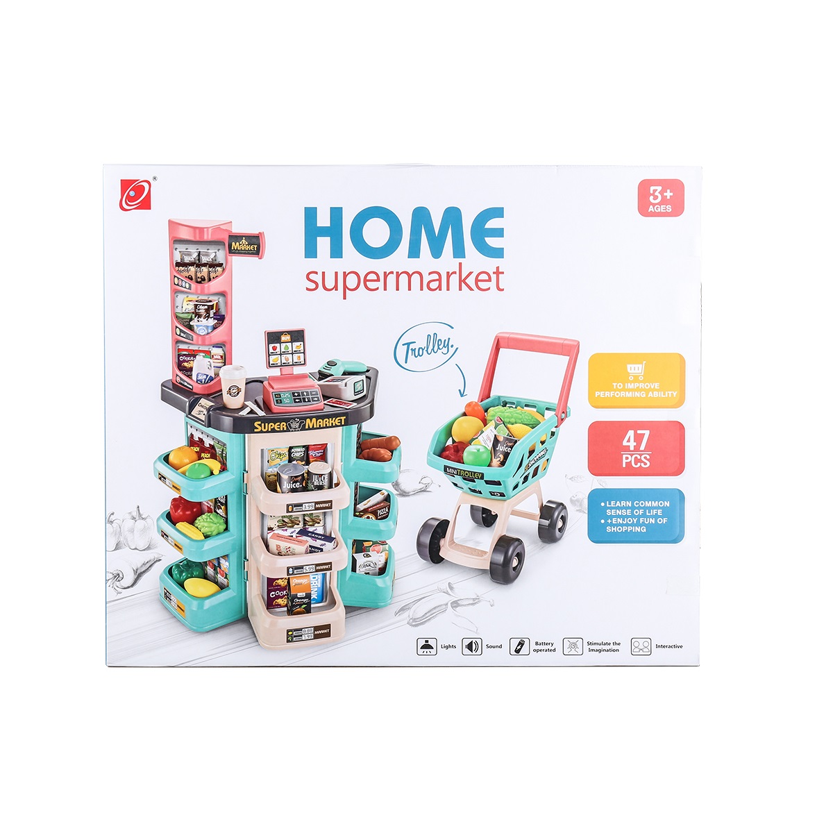 Игровой набор Jiacheng Супермаркет с тележкой и продуктами 47 предметов - фото 7