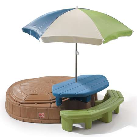 Песочница с крышкой и зонтиком STEP 2 со столиком