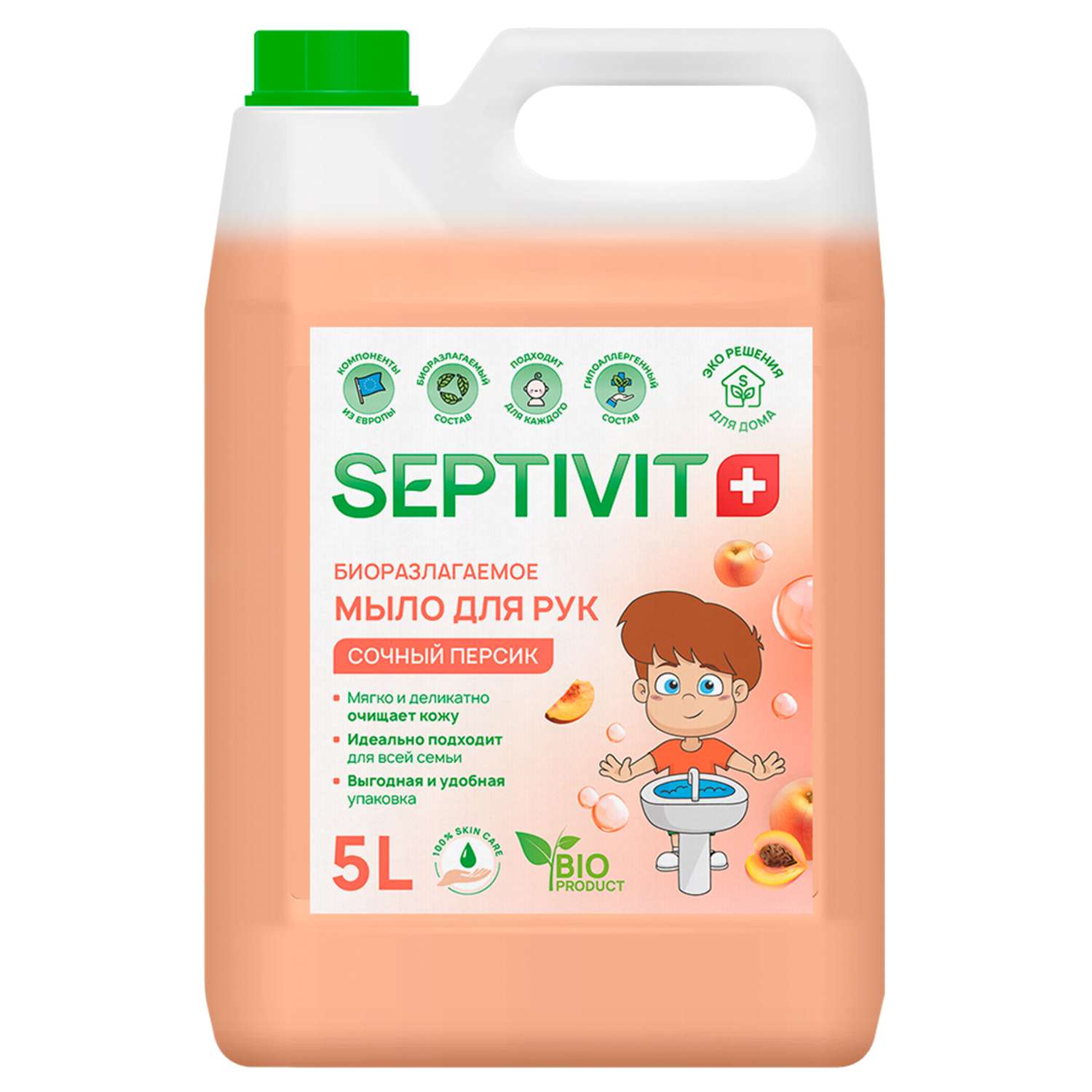 Жидкое мыло SEPTIVIT Premium Сочный персик 5 л - фото 1