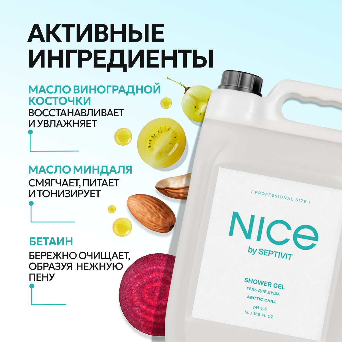 Гель для душа NICE by Septivit Arctic chill 5л - фото 4