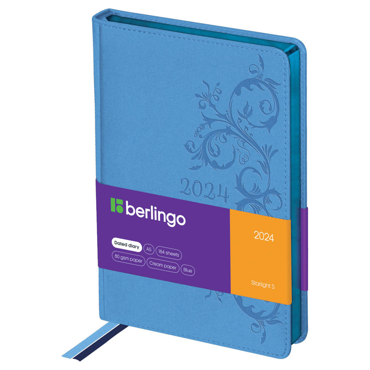 Ежедневник датированный 2024г BERLINGO Starlight S голубой - фото 1