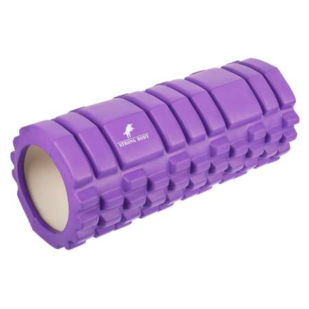 Ролик массажный STRONG BODY спортивный для фитнеса МФР йоги и пилатеса 33х14 см фиолетовый