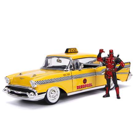 Машина Jada 1:24 Голливудские тачки Chevy Bel Air 1957+фигрука Дэдпула 30290